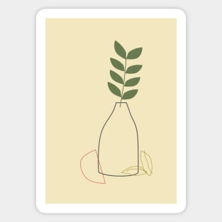 geometric vase and leaf illustration Sticker